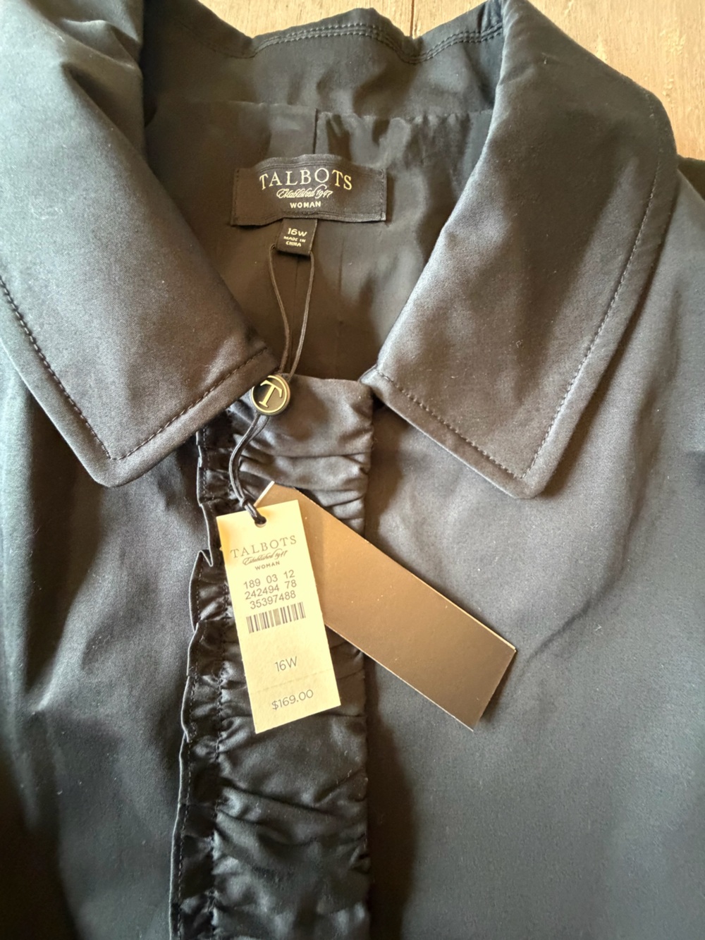 Talbots Black Ruffle-Trim Button Jacket - Picture 3 of 3